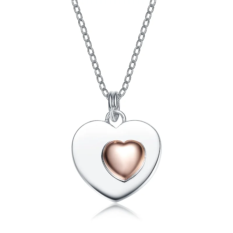 rose gold necklaces for women -Sterling Silver Copper Heart Pendant