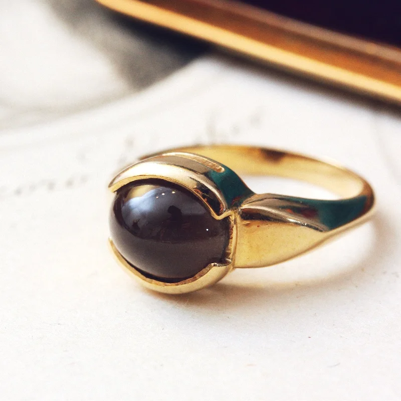 bold statement rings for women -Statement 9ct Gold Cat's Eye Sillimanite Dress Ring