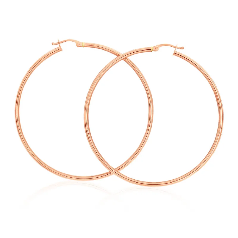 opal earrings for women -9ct Rose Gold Plain 50mm Hoop Earrings European made