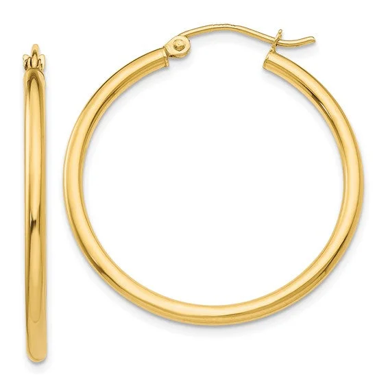 bridal earrings for women -14K Gold Medium 2MM Tube Hoop Earrings