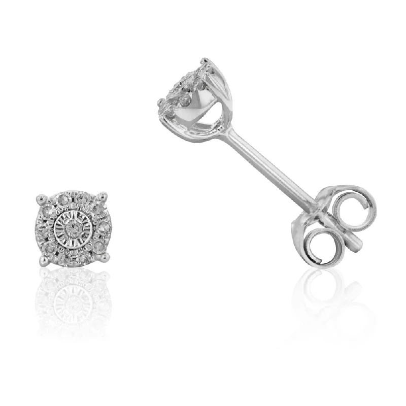 gemstone earrings for women -9ct White Gold Sublime Diamond Stud Earrings