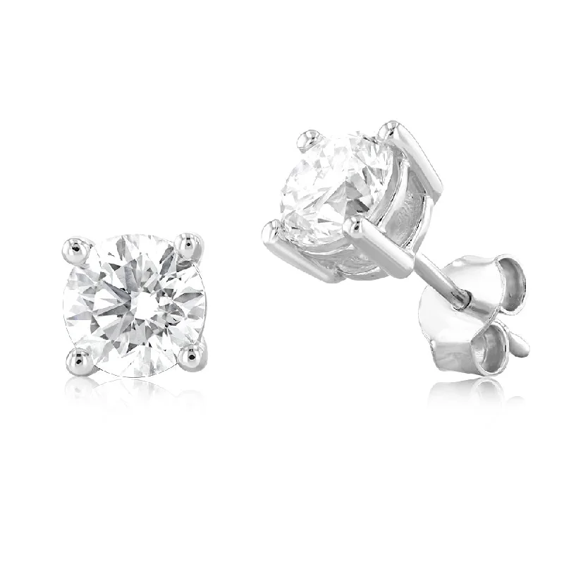 ethnic earrings for women -Luminesce Lab Grown 2 Carat Solitaire Diamond Stud Earrings in Sterling Silver