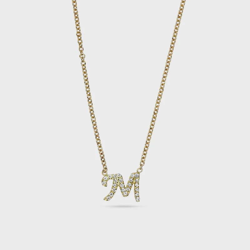 zodiac necklaces for women -Signature Initial Pave Pendant