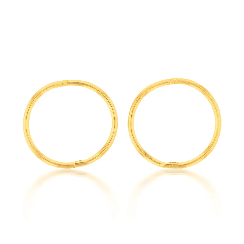 evil eye earrings for women -Gold Plated Sterling Silver 13mm Plain Sleeper Earrings