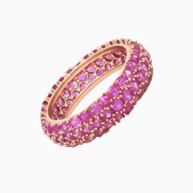 opal rings for women -Pink Sapphire Pavé Eternity Ring