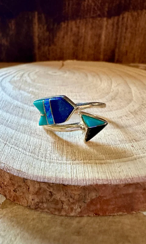 heart-shaped rings for women -BLUE SPIRIT ARROW Micro Inlay Ring  • Adjustable