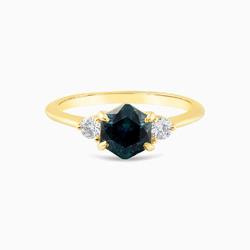 art deco rings for women -Montana Sapphire Hex Ring