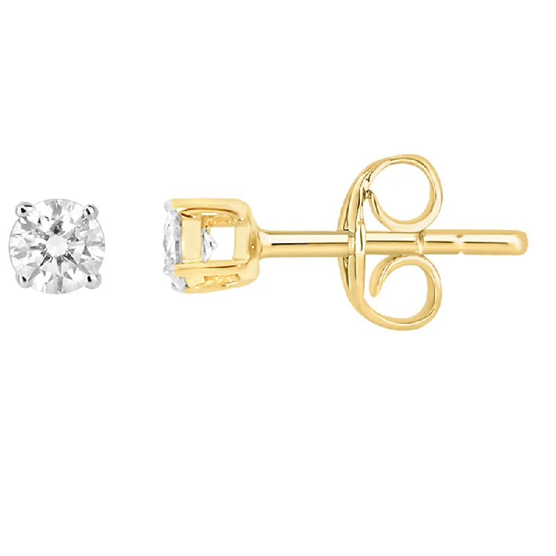 drop earrings for women -9ct Yellow Gold 1/6 Carat Diamond Stud Earrings