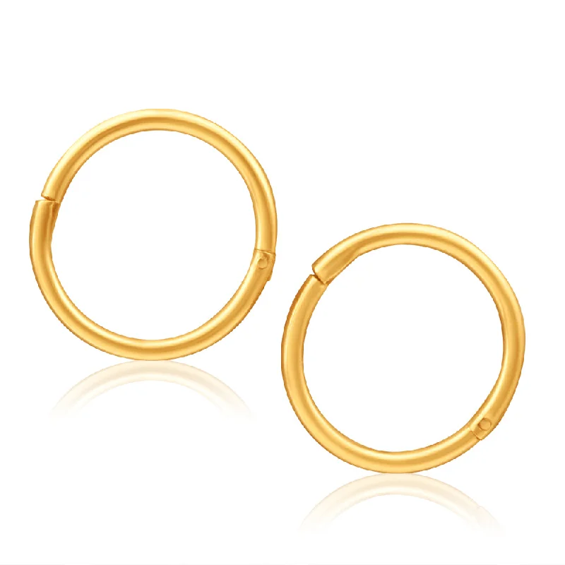 minimalist gold earrings for women -9ct Yellow Gold Sleeper Plain 8mm Earrings