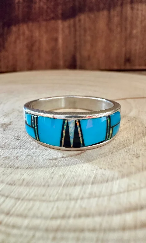 vintage rings for women -HENDRIX BLUES Micro Inlay Ring • Size 13 1/2