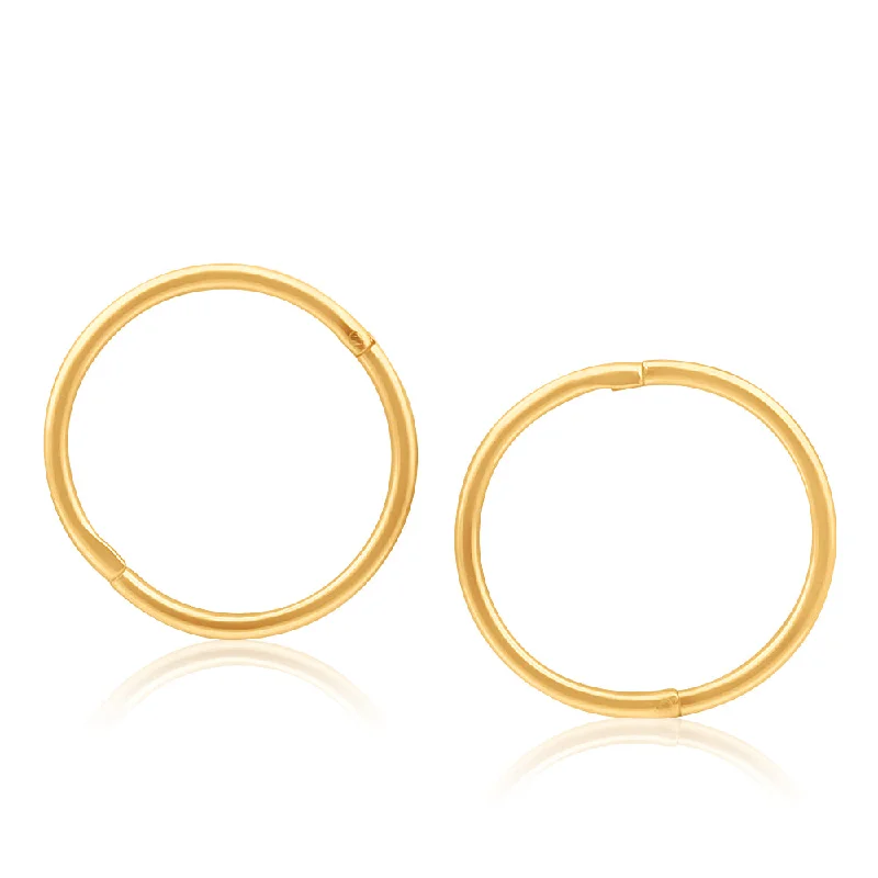 hypoallergenic earrings for women -9ct Yellow Gold Plain Sleeper Earrings 13mm