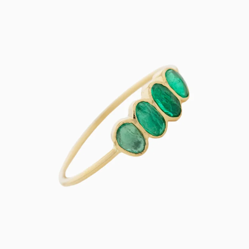 vintage cocktail rings for women -Four Emeralds Ring