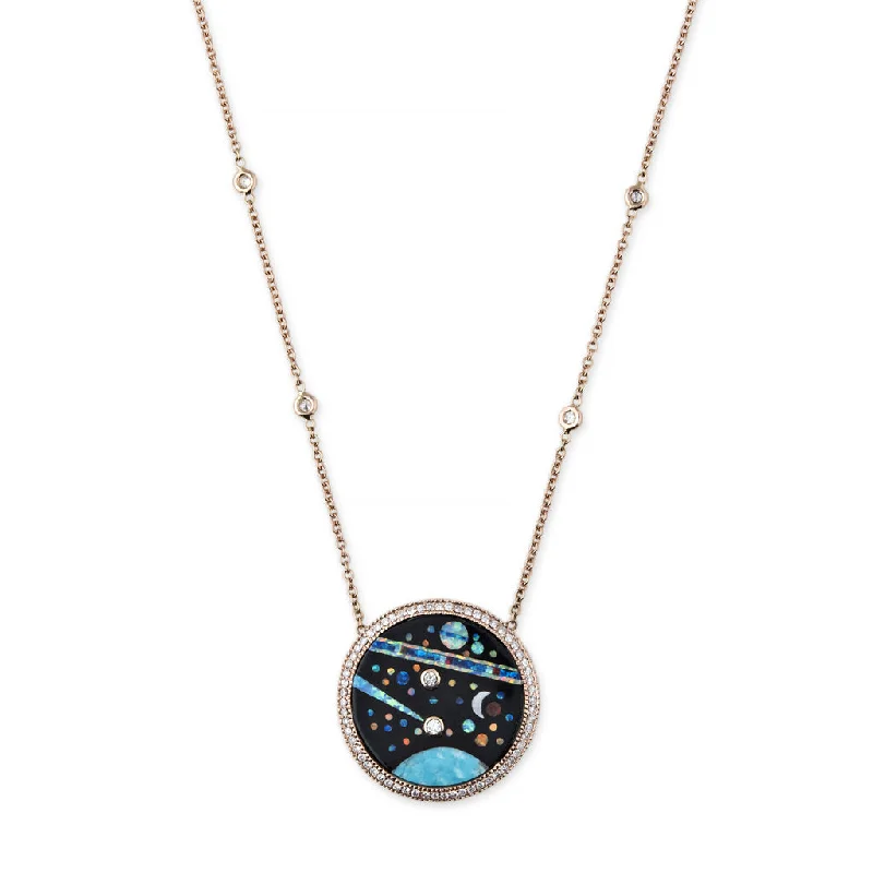 dainty gold necklaces for women -PAVE DIAMOND GALAXY INLAY NECKLACE