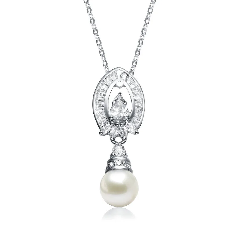 rare gemstone necklaces for women -Brigitte Retro Dainty Pearl Pendant