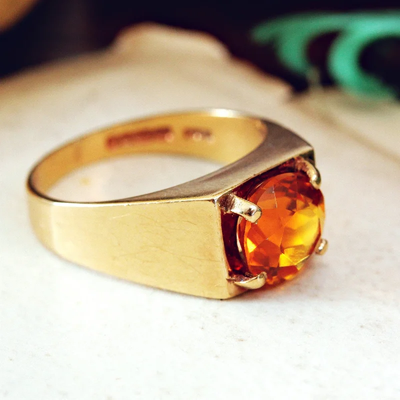 cluster diamond rings for women -Stylish Vintage Date 1977 Citrine Cocktail Ring