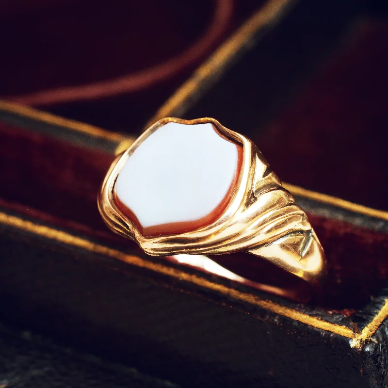 birthstone rings for women -Date 1855 Sardonyx Shield Signet Ring