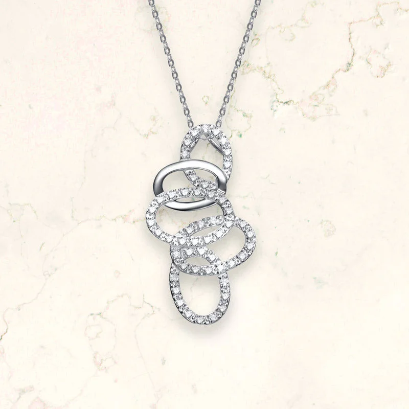 infinity knot necklaces for women -Vilette Silver Multi Oval Link CZ Pendant