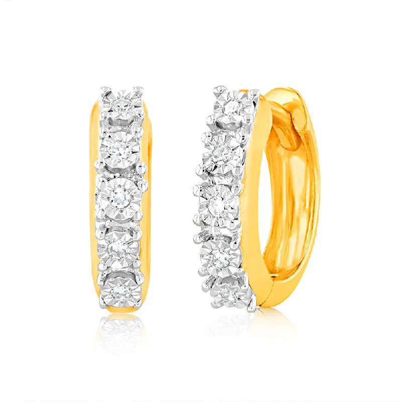 bridesmaid earrings for women -Luminesce Lab Grown Diamond Hoop Earrings in 9ct Yellow Gold