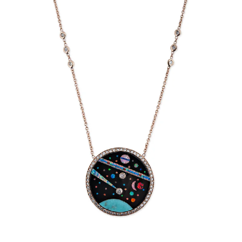 hoop pendant necklaces for women -PAVE GALAXY INLAY NECKLACE