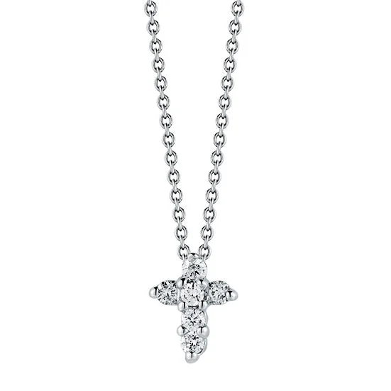 handmade necklaces for women -Roberto Coin Baby Cross White Gold Tiny Treasures Collection Pendant 001883AWCHX0