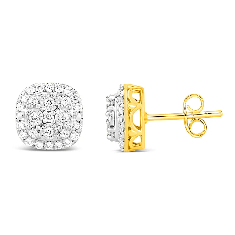 clip-on earrings for women -Luminesce Lab Grown 1/2 Carat Diamond Earrings in 9ct Yellow Gold