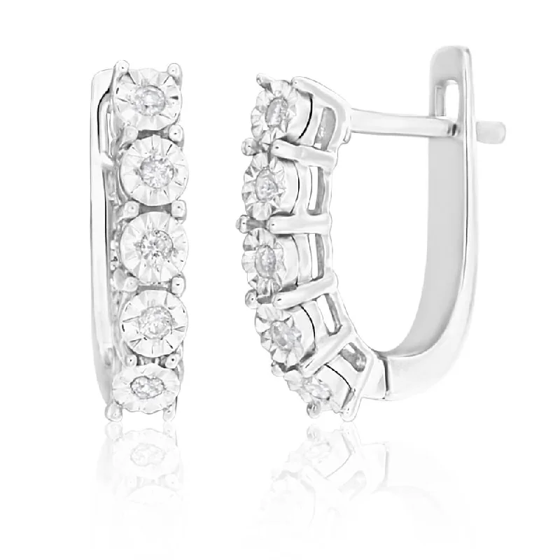 vintage-inspired earrings for women -9ct White Gold Diamond Enticing Hoop Earrings