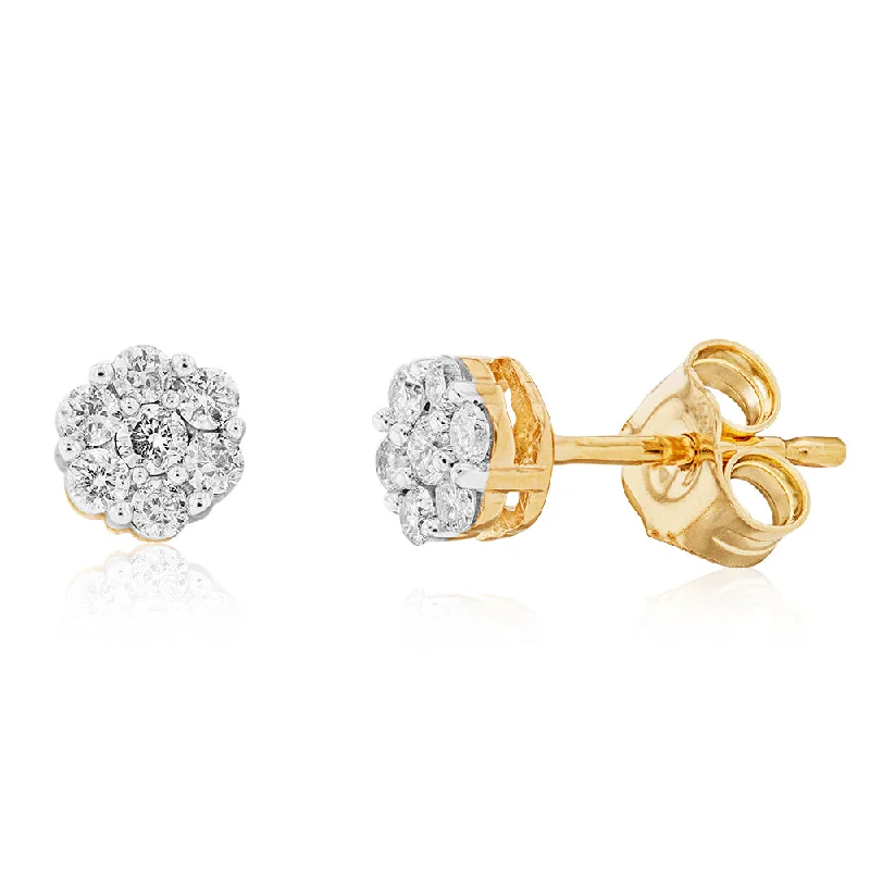 personalized earrings for women -9ct Yellow Gold 1/4 Carat Diamond Stud Earrings