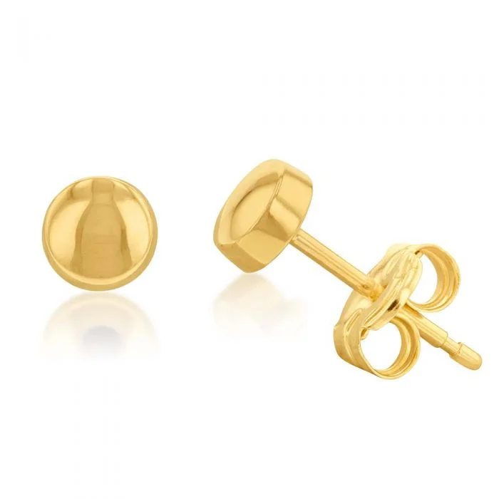 chain earrings for women -9ct Yellow Gold Flat Stud Earrings