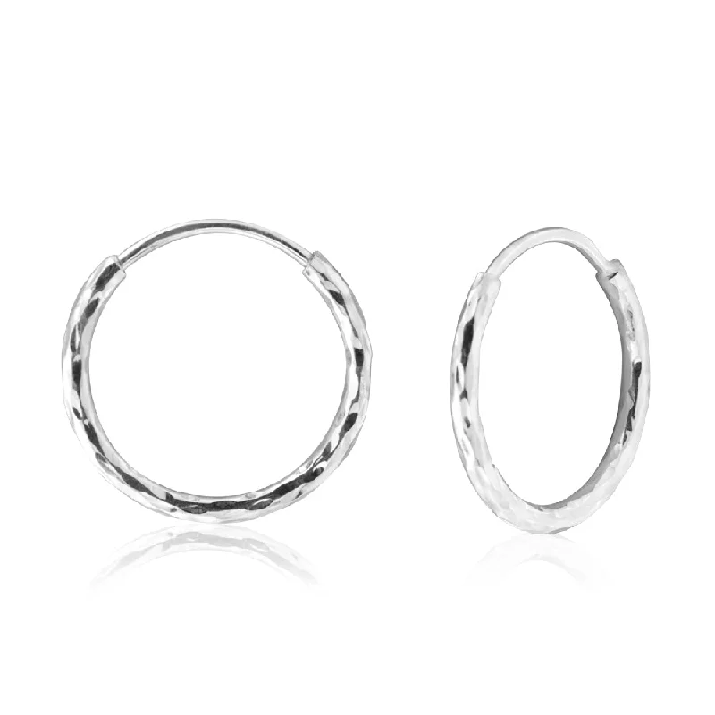 small stud earrings for women -Sterling Silver 15mm Twist Hoop Sleeper Earrings