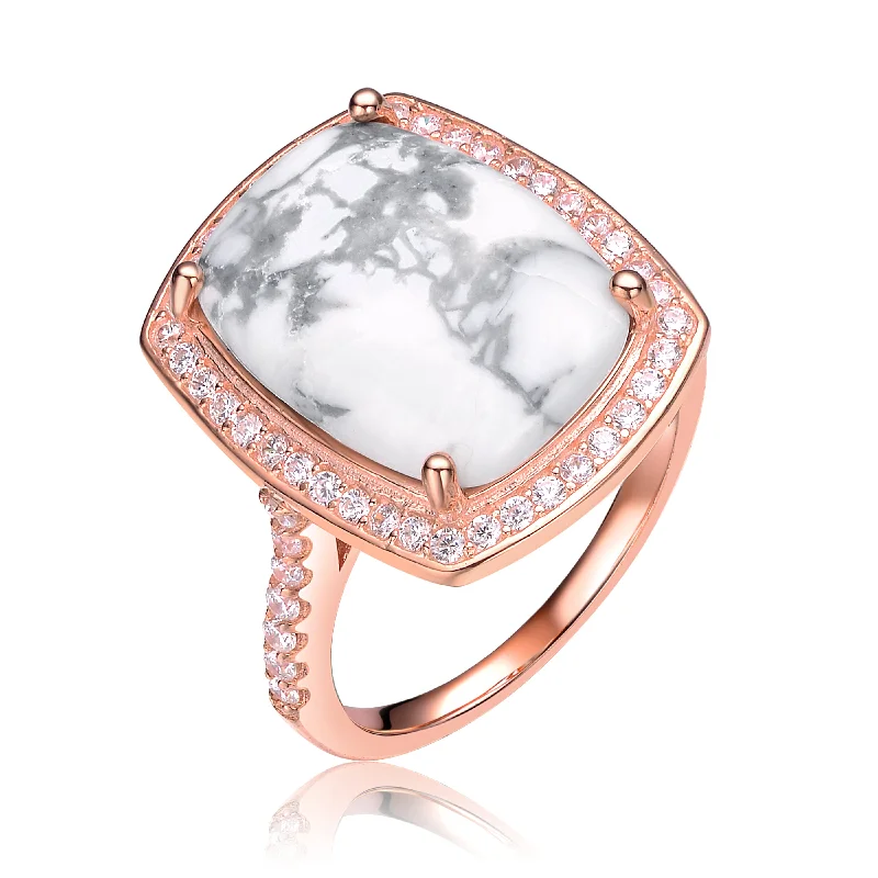 cubic zirconia rings for women -Rose Gold Overlay How Lite Solitaire Ring