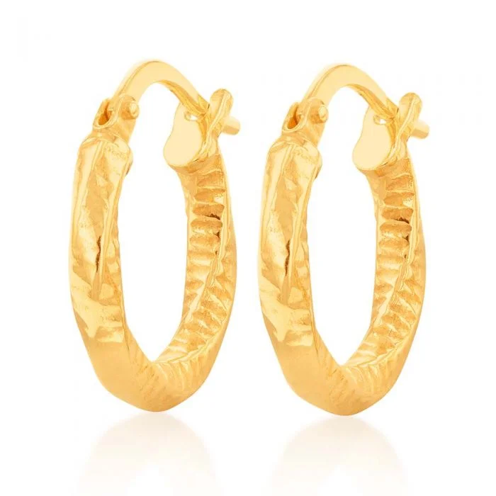 round stud earrings for women -9ct Yellow Gold Silver Filled Fancy Twist Hoop Earrings