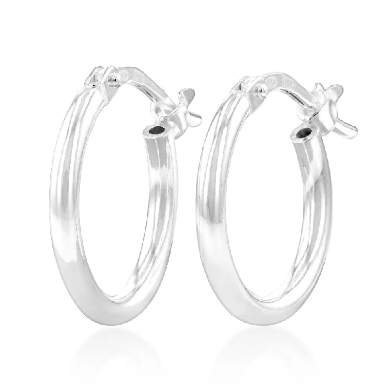 multi-stone earrings for women -Sterling Silver Plain 10mm Hoop Earrings