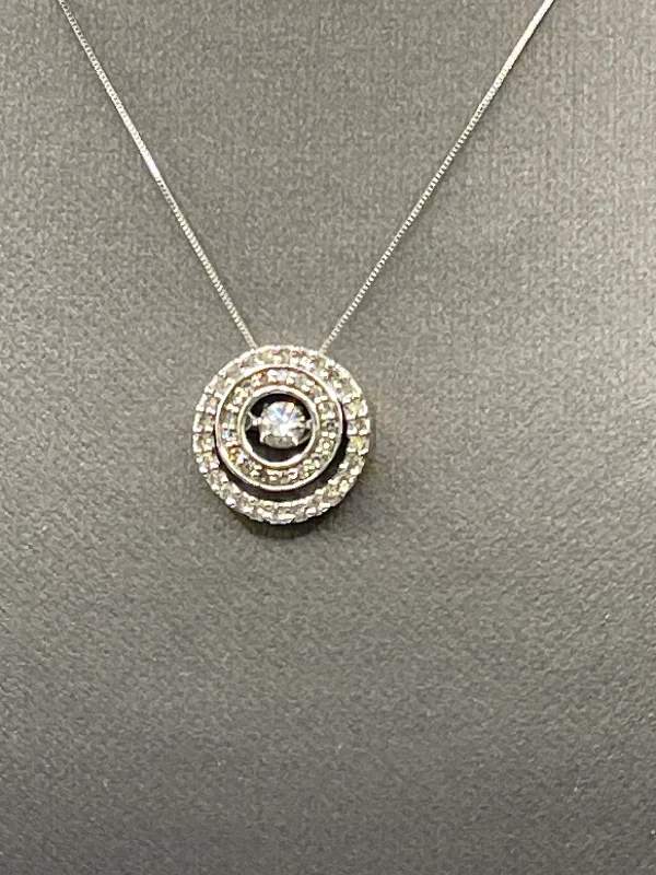 celestial moon necklaces for women -Ladies Stunning 10 Karat Yellow and White Gold Diamond Pendant on a 14 Karat Solid White Gold Box Chain