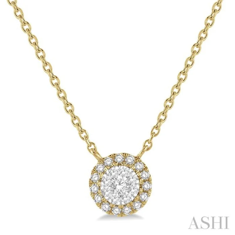 art nouveau necklaces for women -1/6 ctw Circular Round Cut Diamond Lovebright Necklace in 14K Yellow and White Gold