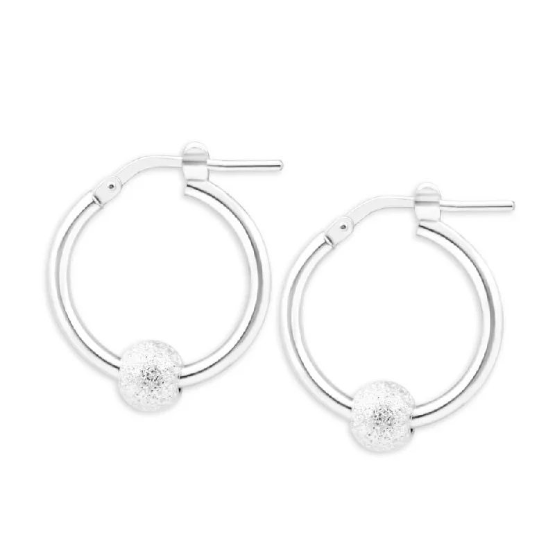 textured earrings for women -Sterling Silver Stardust Ball Hoop Earrings 20mm