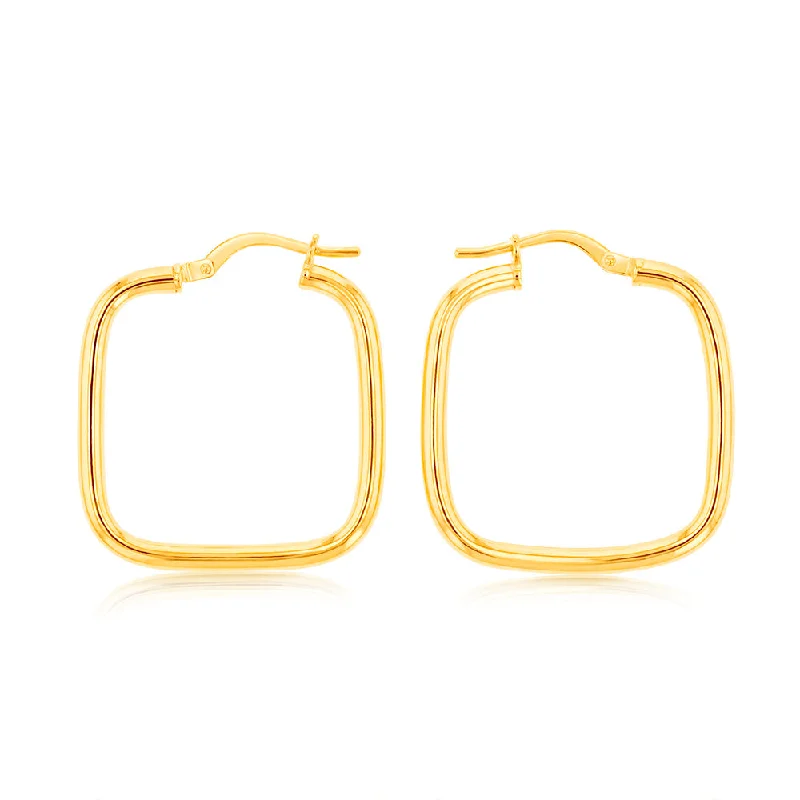 vintage-inspired earrings for women -Silverfilled 9ct Yellow Gold Square 20mm Hoop Earrings