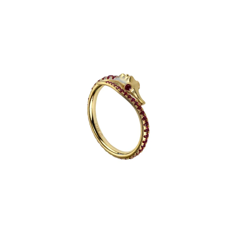 ruby rings for women -Ruby Seahorse Ring