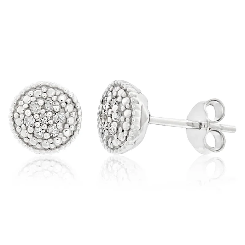 sapphire earrings for women -Sterling Silver Diamond Stud Earrings