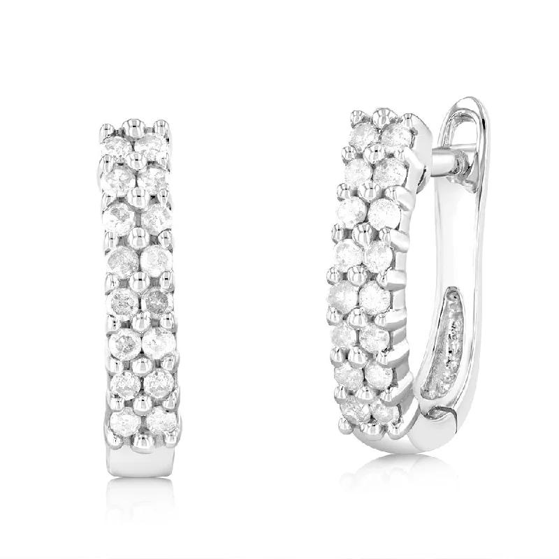 rectangular earrings for women -1/3 Carat Diamond Hoop Earrings in 10ct White Gold