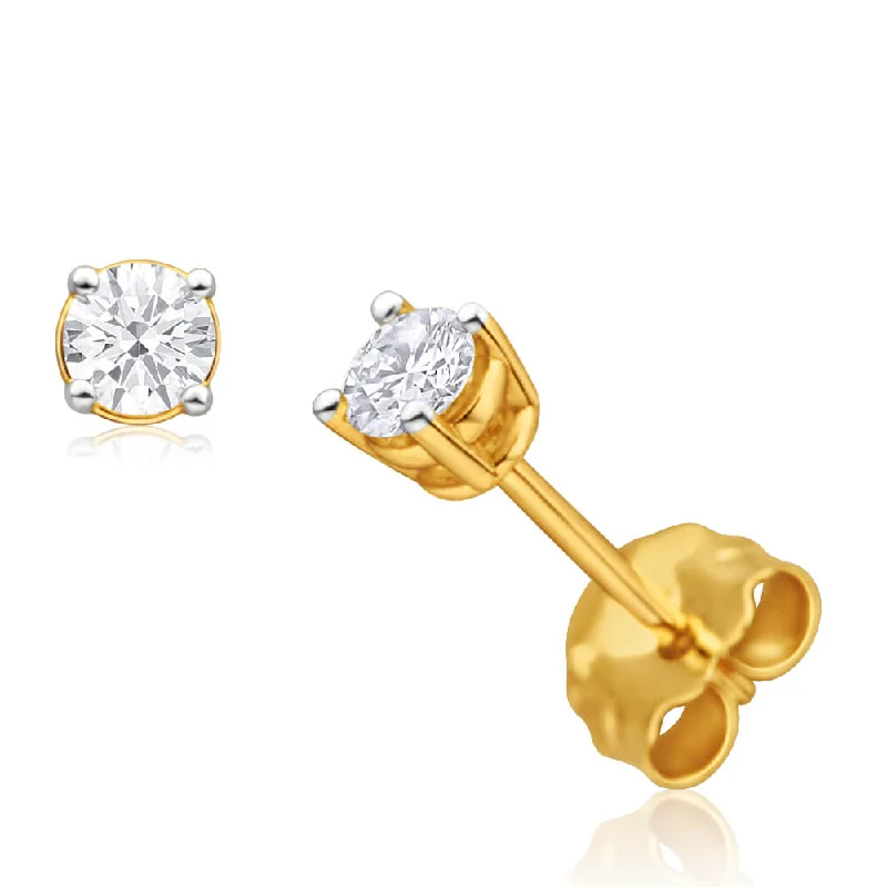 oval earrings for women -9ct Yellow Gold Diamond Stud Earrings