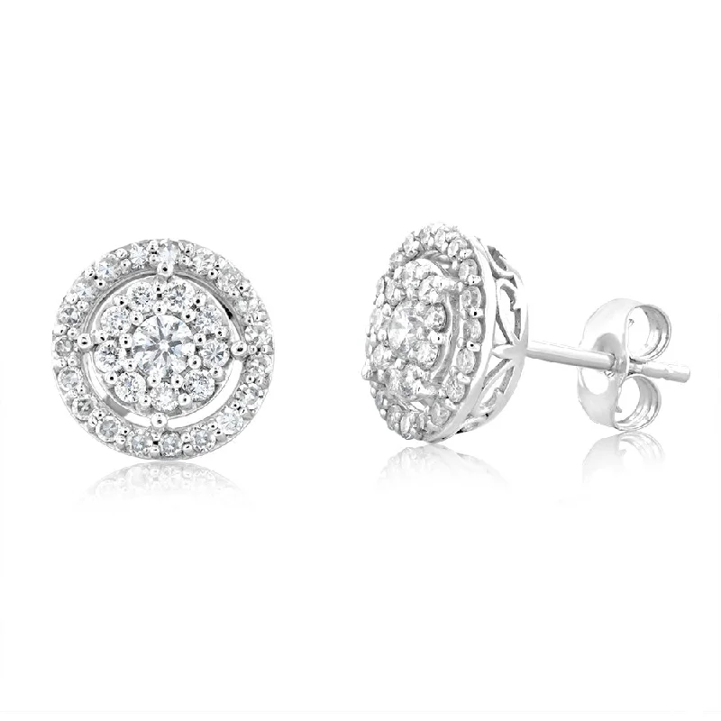 long drop earrings for women -Luminesce Lab Grown 3/4 Carat Diamond Stud Earrings in 10ct White Gold