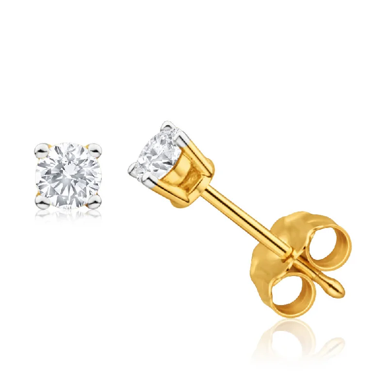 oval earrings for women -9ct Yellow Gold 1/4 Carat Exquisite Diamond Stud Earrings