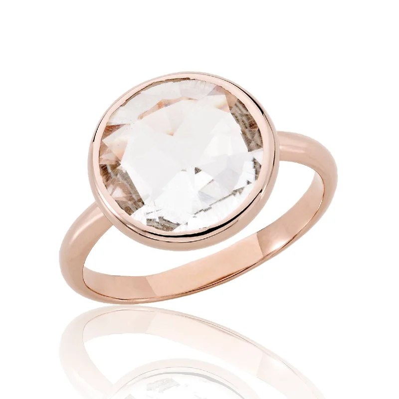 gothic rings for women -Rose Gold Plated Rock Crystal Ring