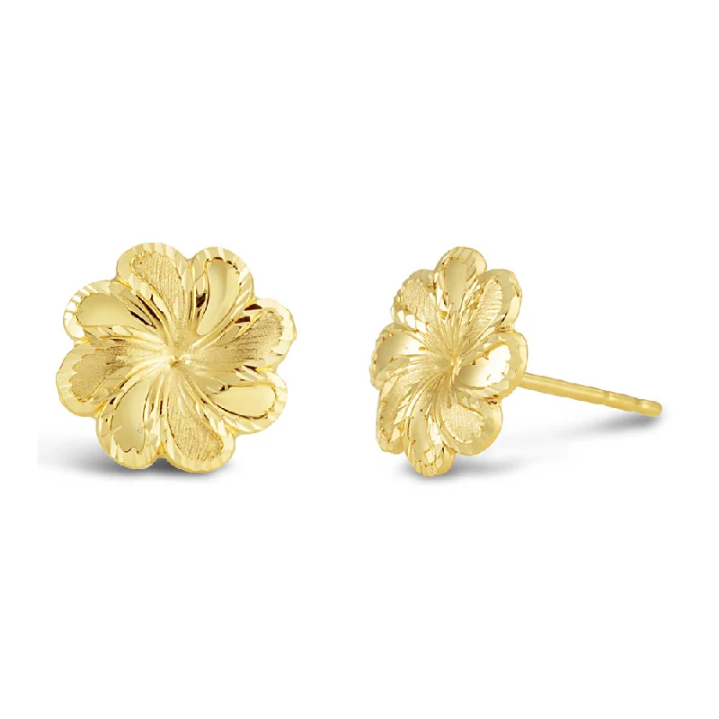 infinity earrings for women -9ct Yellow Gold Small Flower Stud Earrings