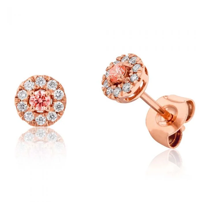 birthstone earrings for women -Luminesce Lab Grown 9ct Rose Gold 0.20 Carat Pink and White diamond Stud Earrings