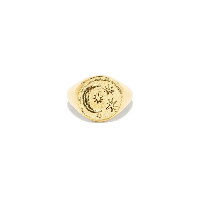 promise rings for women -Cosmic Signet Ring