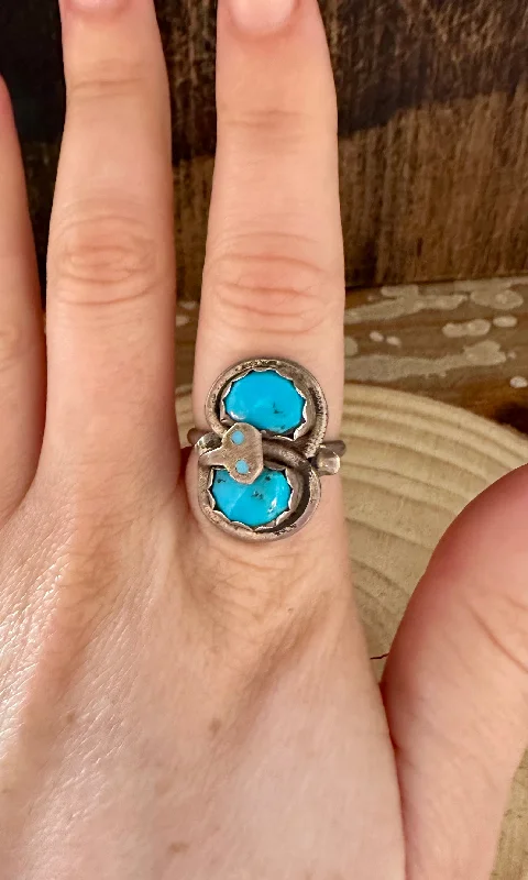 amethyst rings for women -EFFIE ZUNI TURQUOISE and Silver Ring • Size 7 1/2