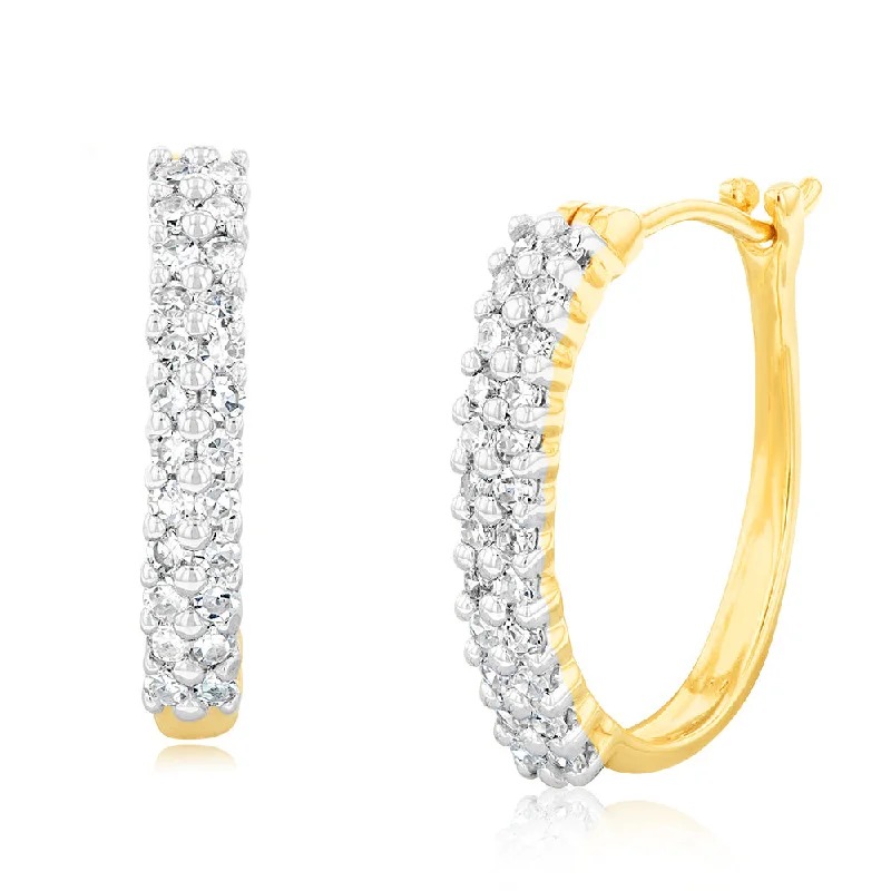 gold chain earrings for women -Luminesce Lab Grown 1/3 Carat Diamond Hoop Earrings in 9ct Yellow Gold