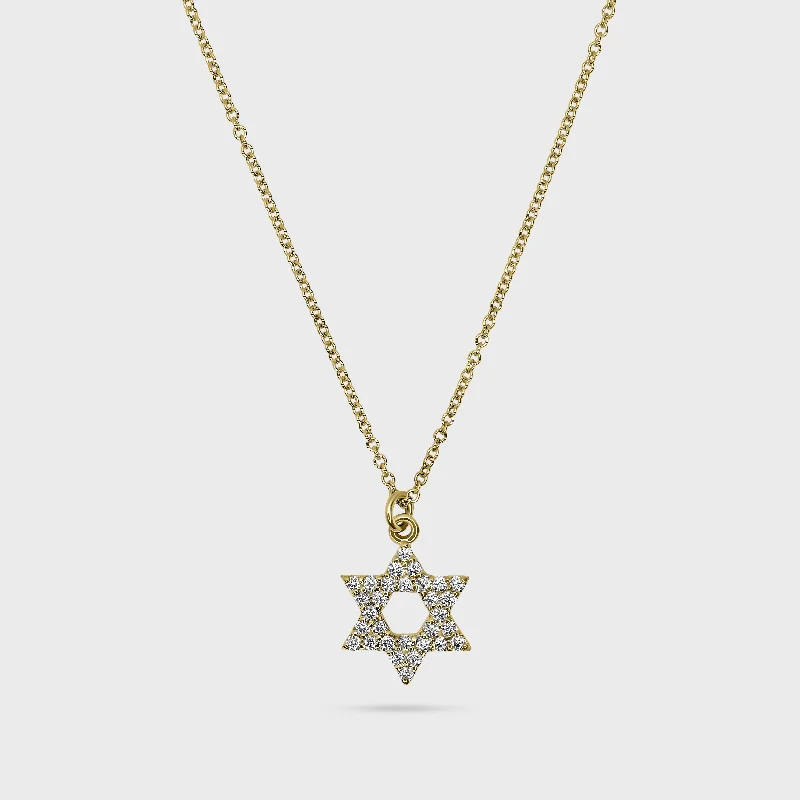 bar necklaces for women -Diamond Star Of David Pendant