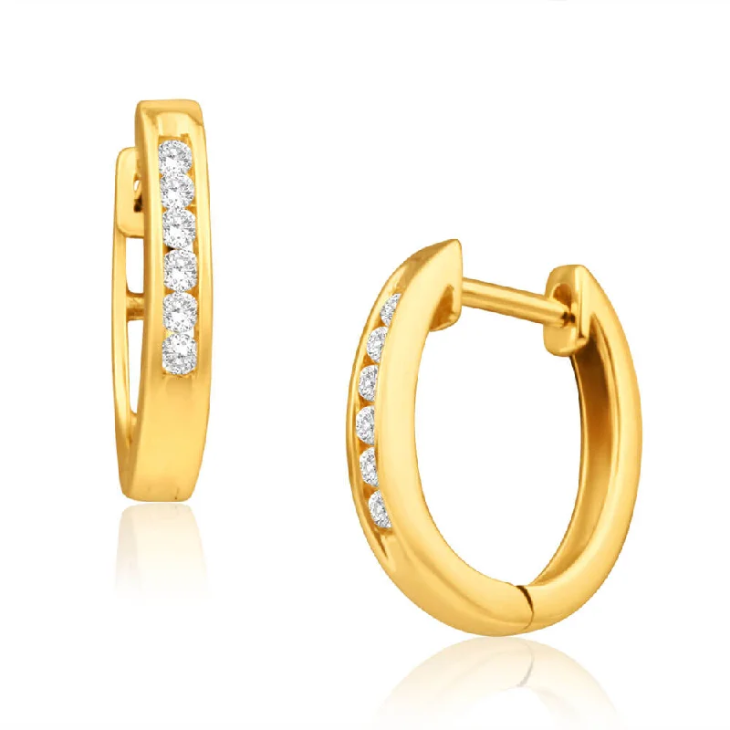 minimalist earrings for women -9ct Yellow Gold Splendid Diamond Hoop Earrings